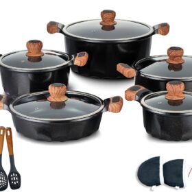 Dessini Granite Cookware Set 17-Piece Black