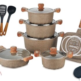 Dessini Granite Cookware Set 19-Piece Light Brown